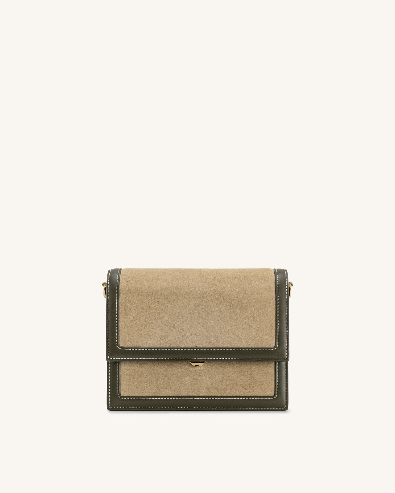 迷你翻蓋仿麂皮斜背包 - 綠色