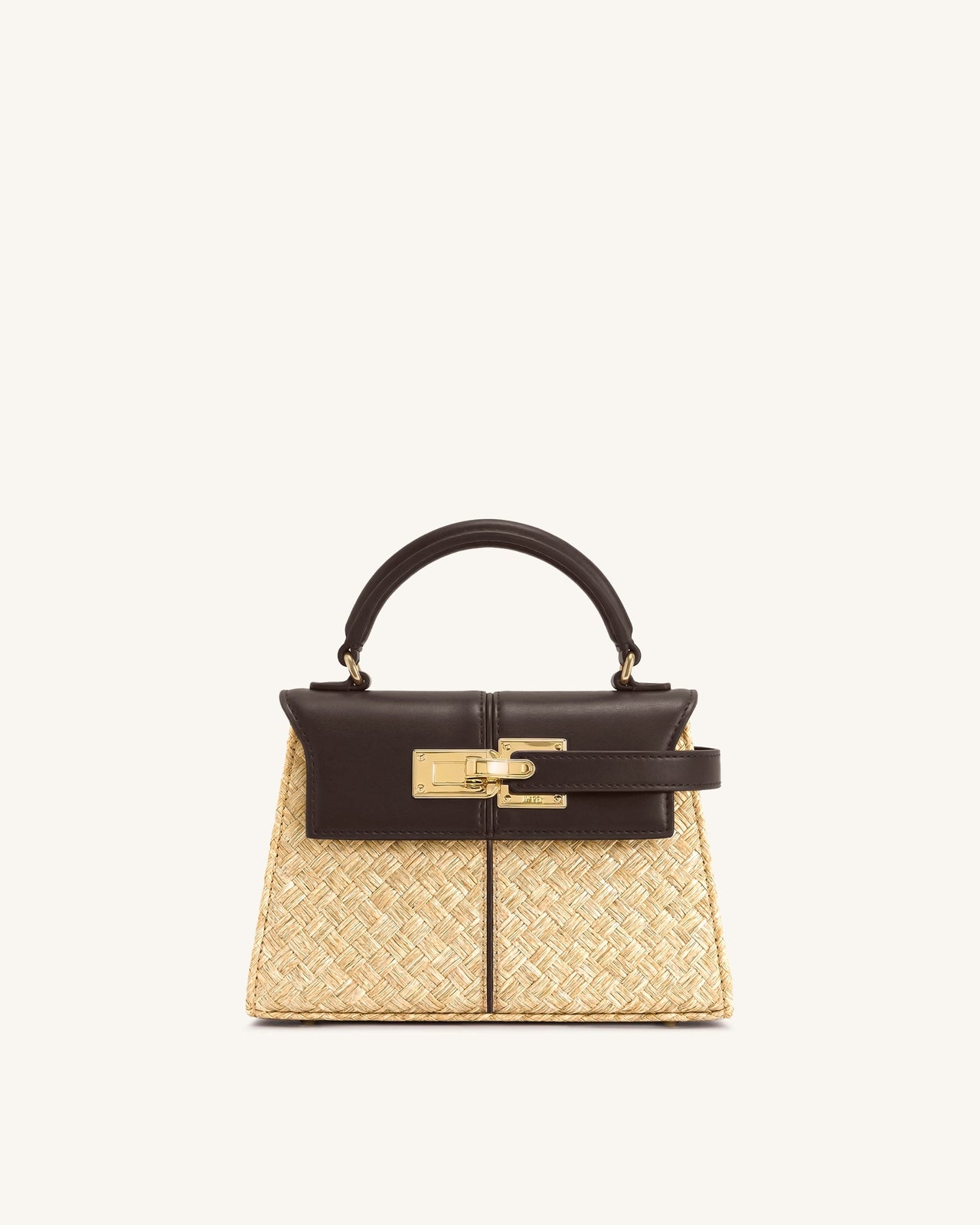 Elise 人造草編手提包 - 棕色