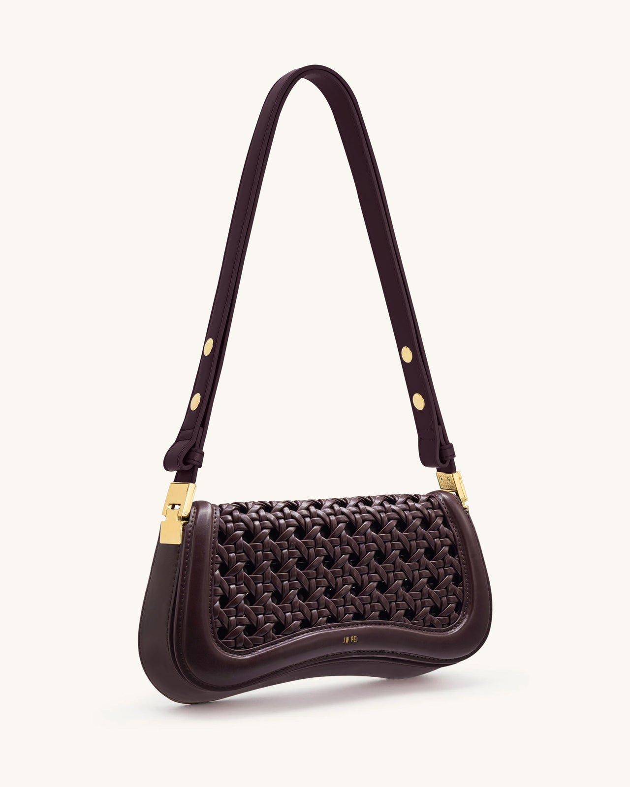 Joy 編織肩背包 - 深紅色