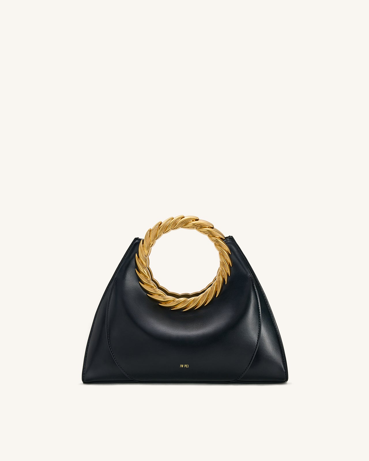 Amiya 葉形把手雕刻包 - 黑色