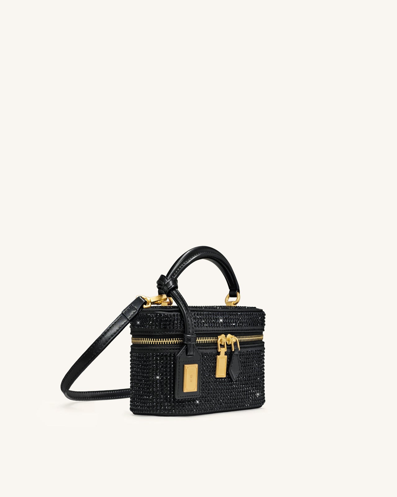 Cleo 人造水晶盒形提把包 - 黑色