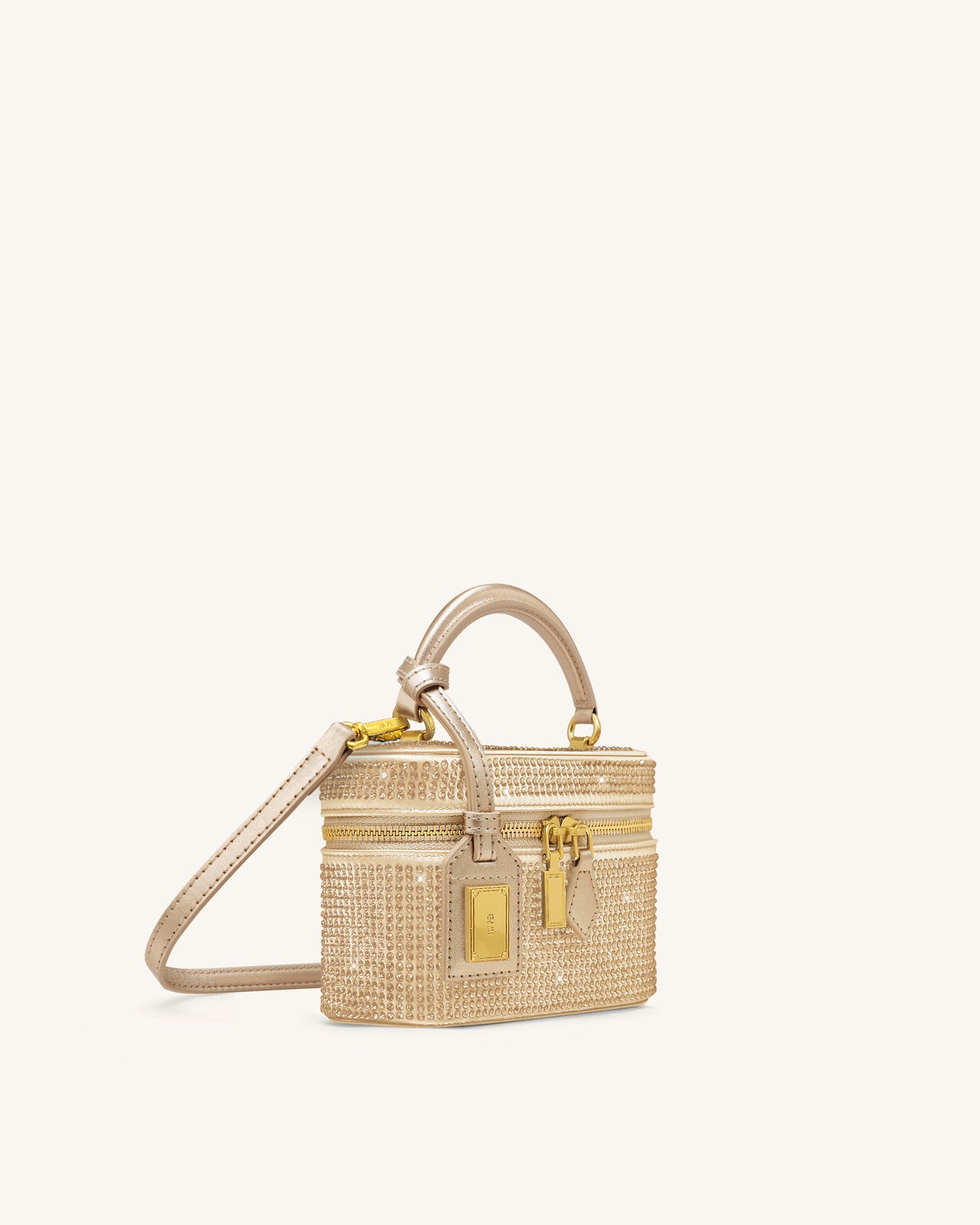 Cleo 人造水晶盒形提把包 - 香檳色