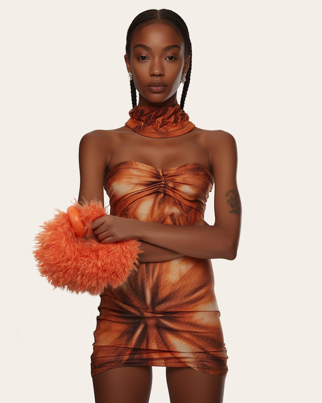 Abacus 人造毛皮迷你手提包 - 橙色