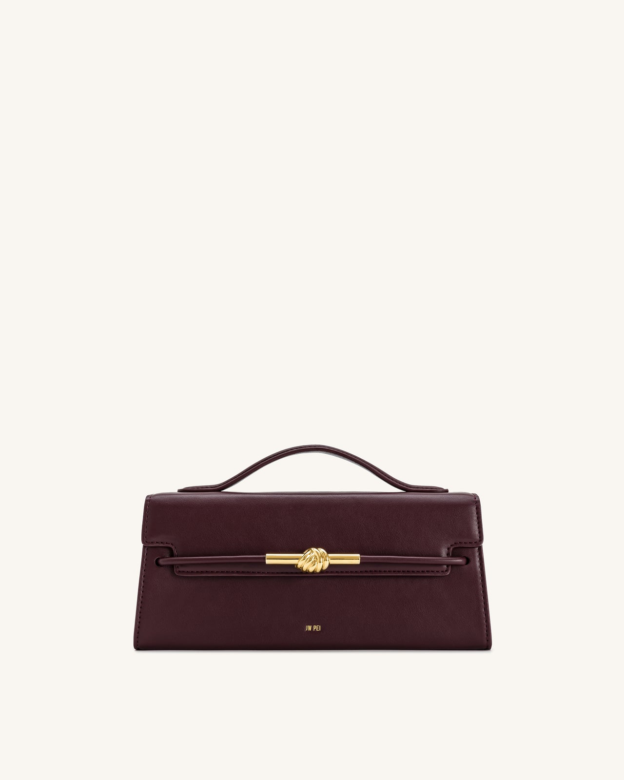 Lena 金屬繩結提把包 - 深酒紅色