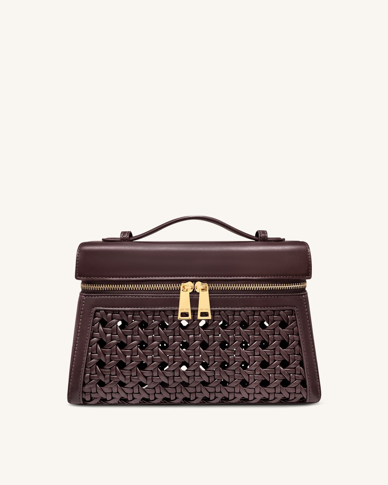 Thea 大型編織提把包 - 深紅色