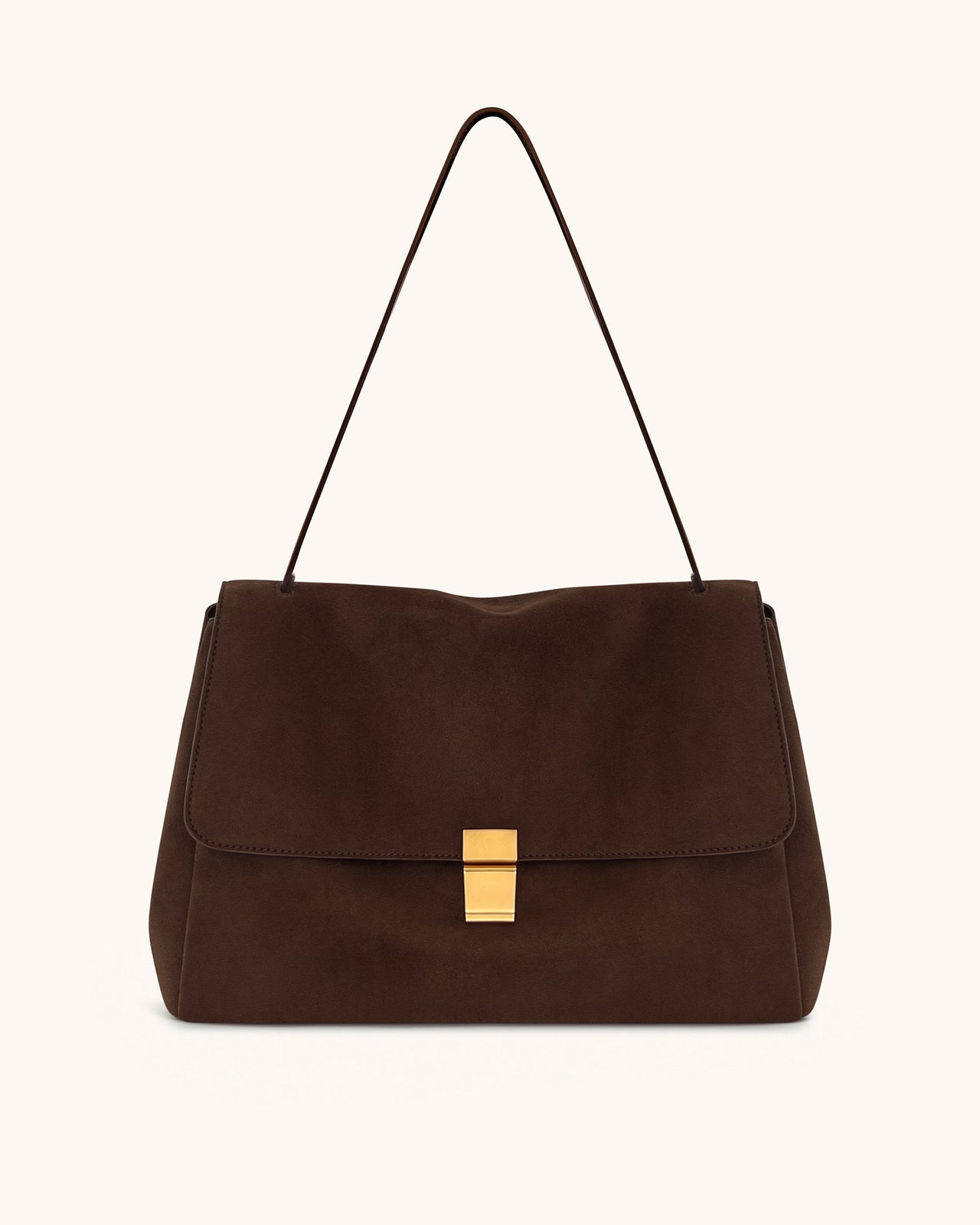 Hilary 仿麂皮肩背包 - 深棕色