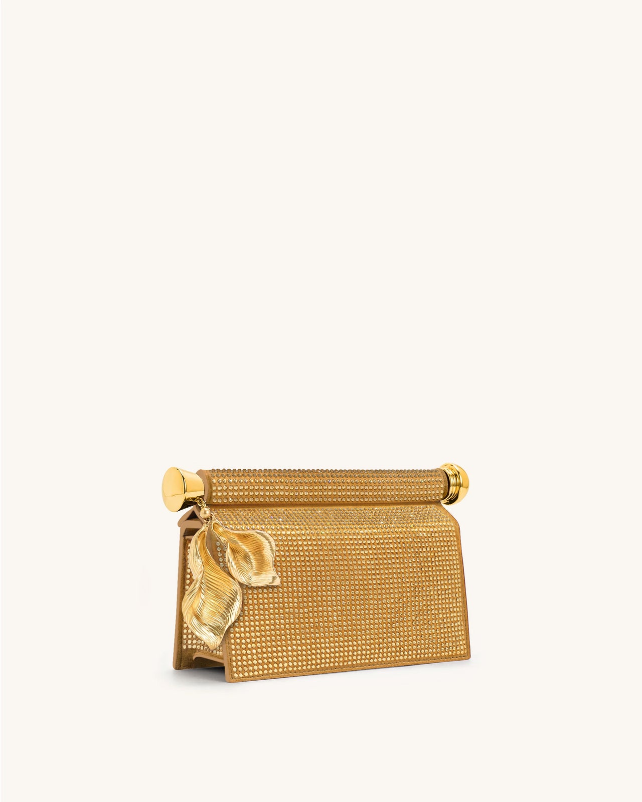 Holly 人造水晶金屬吊飾手拿包 - 香檳色