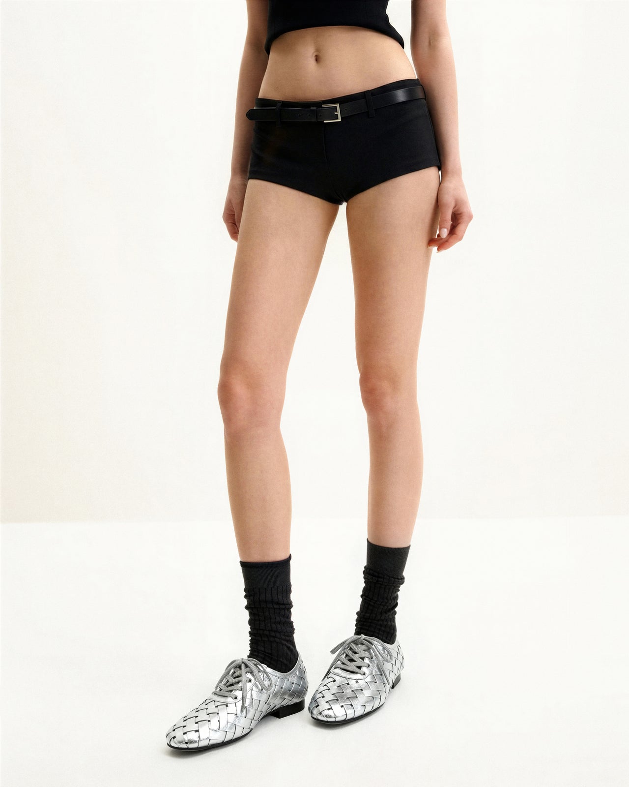 Kayla 編織帶平底鞋 - 銀色