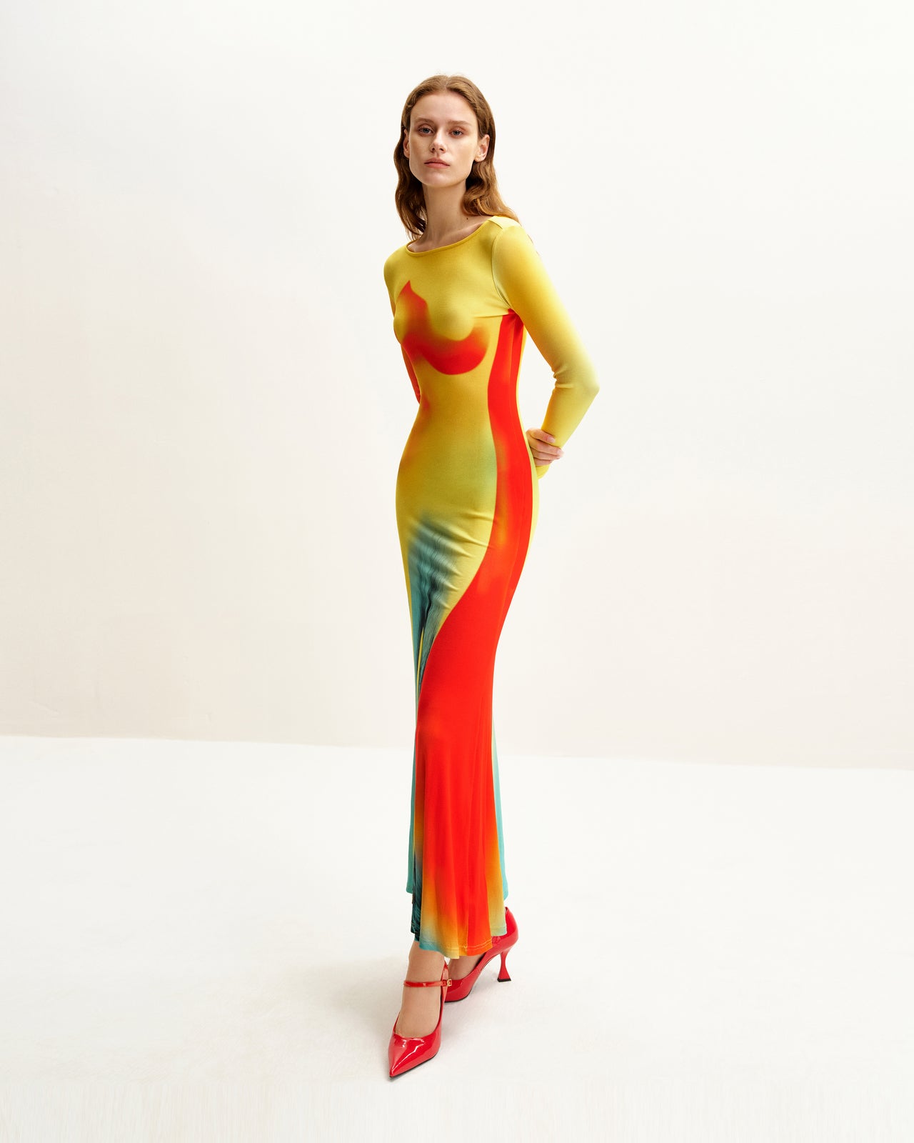 Lily 幻象印花連衣裙 - 多色