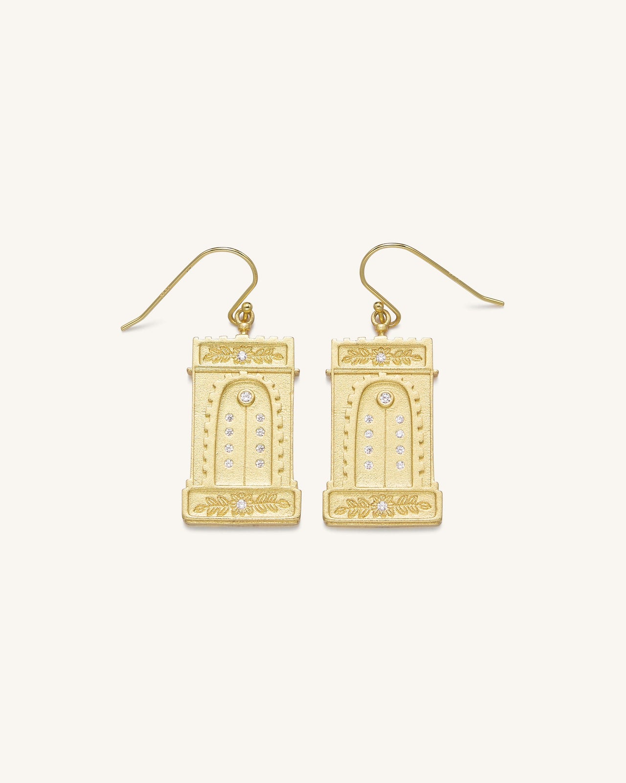 羅馬拱形耳環 - 18ct 鍍金 & 白色鋯石