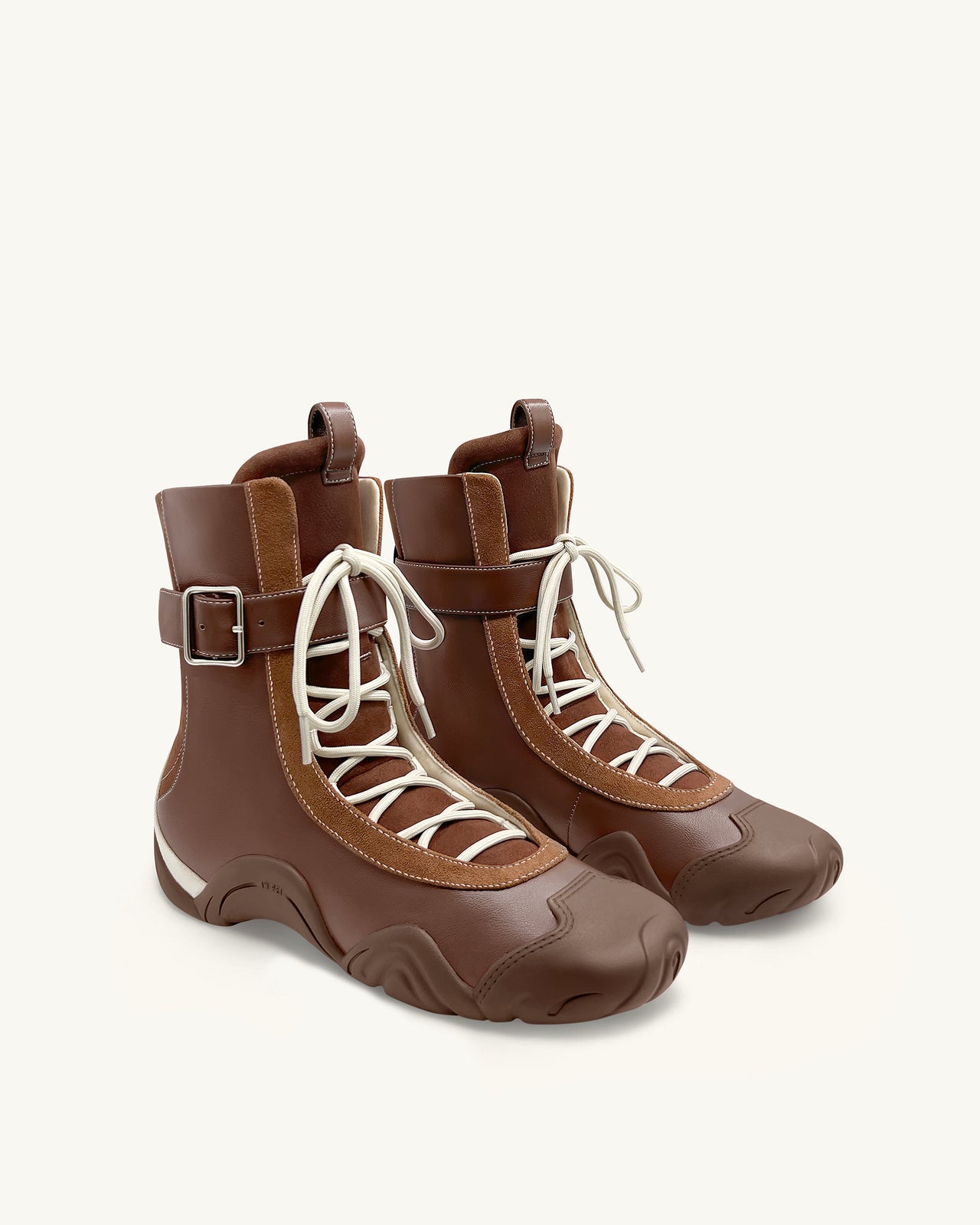 Caitlin 綁帶高筒靴 - 栗棕色