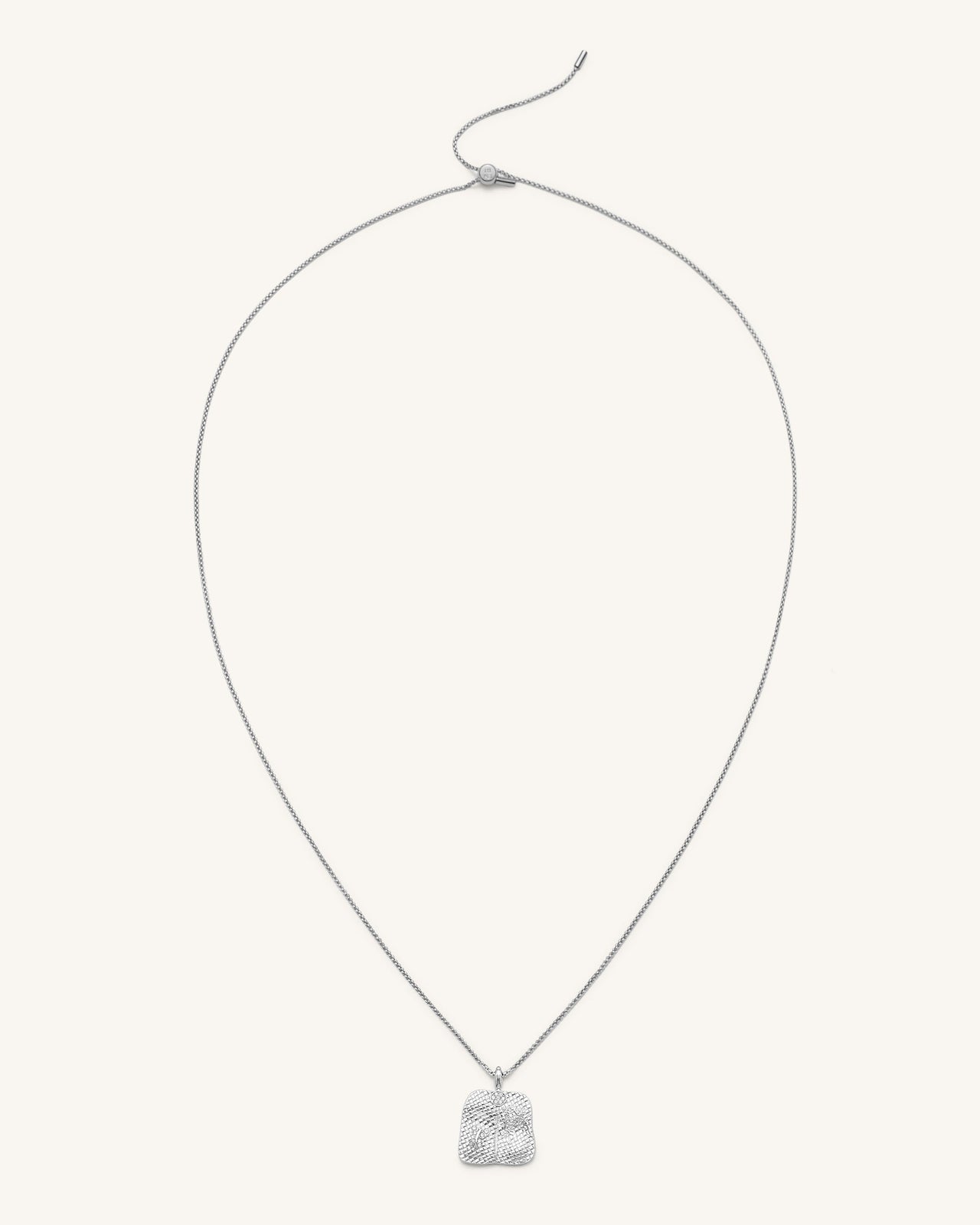 車前草扇形吊墜項鍊 - 18ct 鍍白金 & 白色鋯石