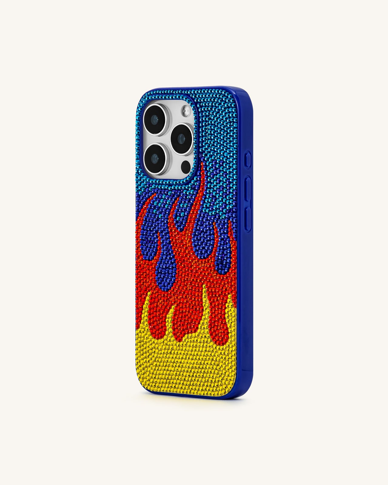 火焰圖案 iPhone 手機殼-多彩藍色