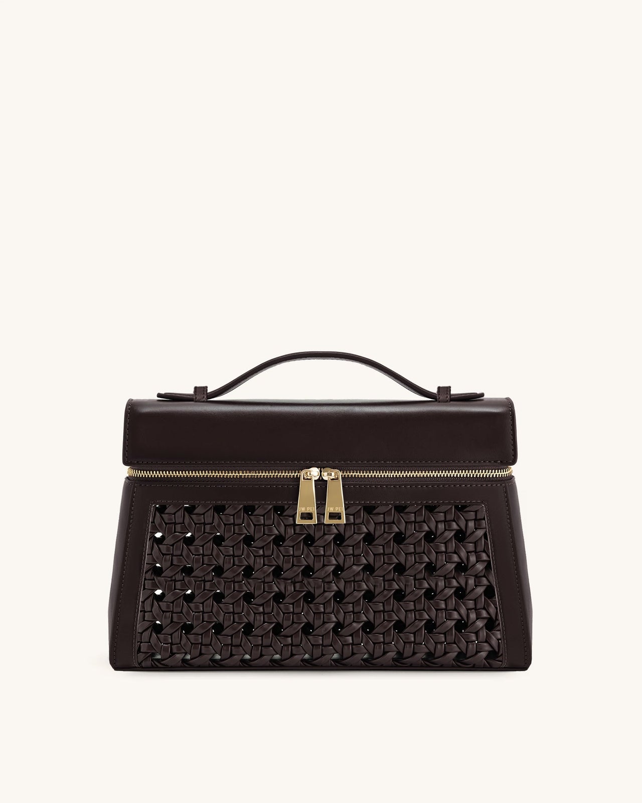 Thea 大型編織提把包 - 深紅色