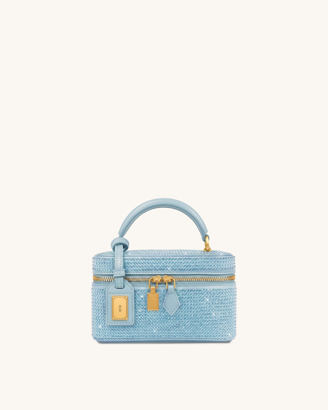 Cleo 人造水晶盒形提把包 - 藍色