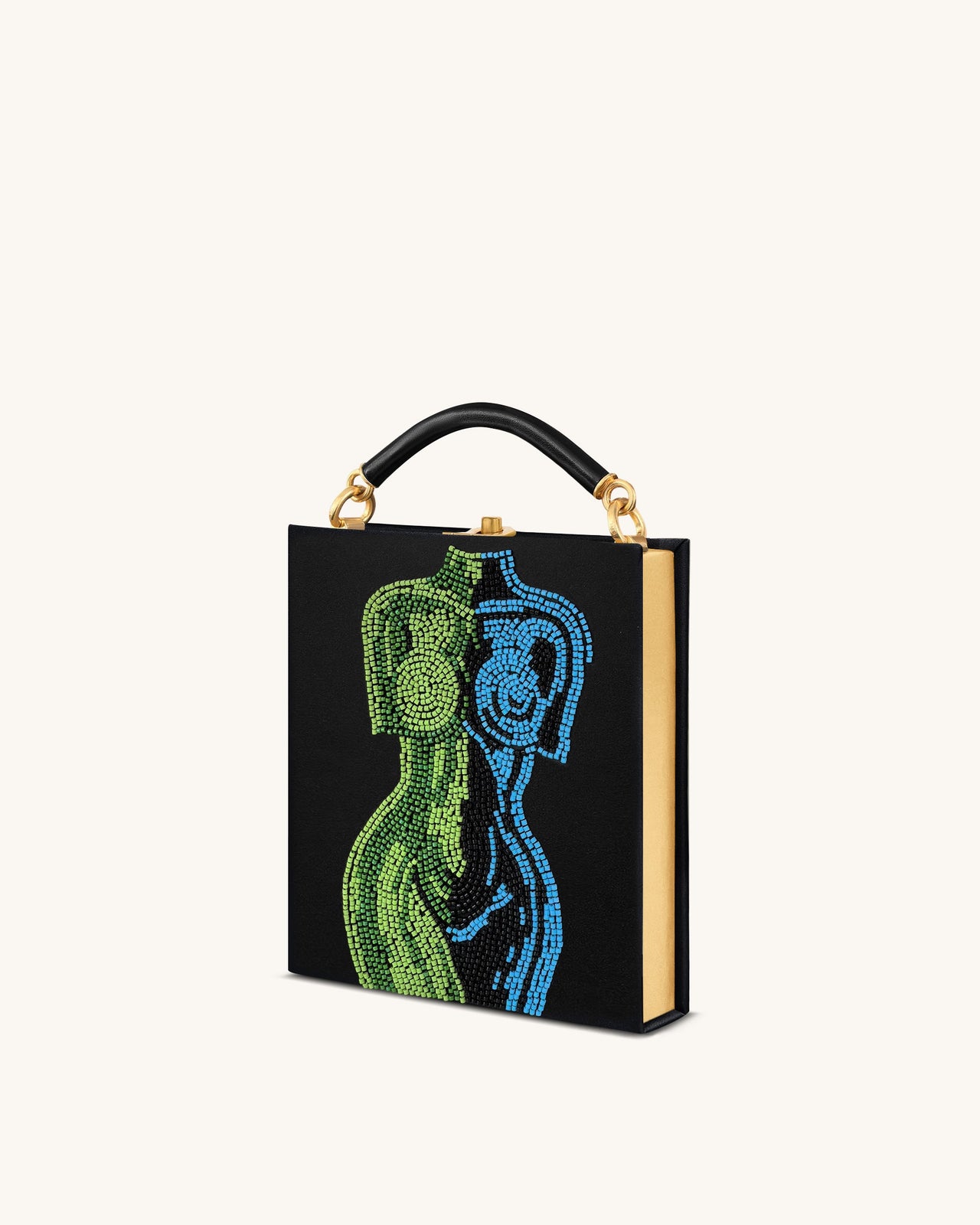 Elle 彩色串珠書本手提包 - 黑色