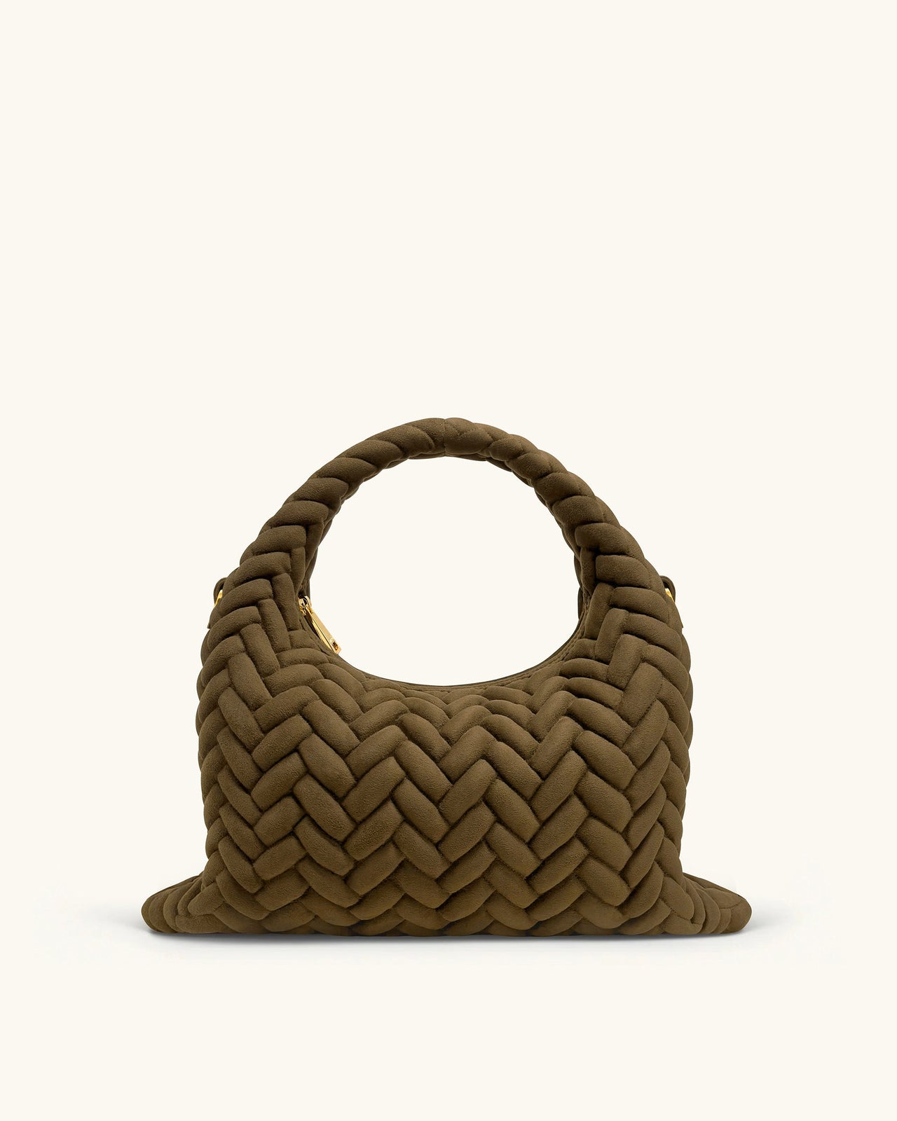 Cora 仿麂皮絎縫手柄包 - 橄欖綠