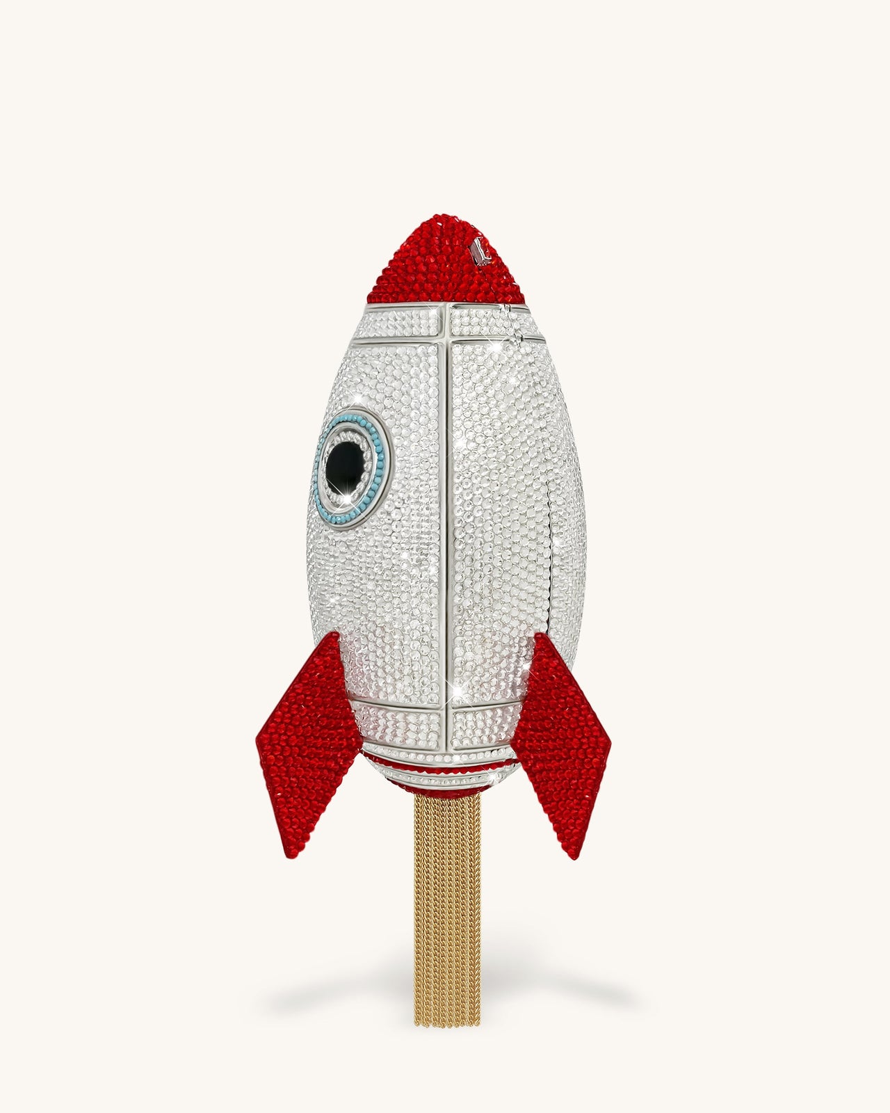 火箭造型仿水晶手拿包 - 銀色