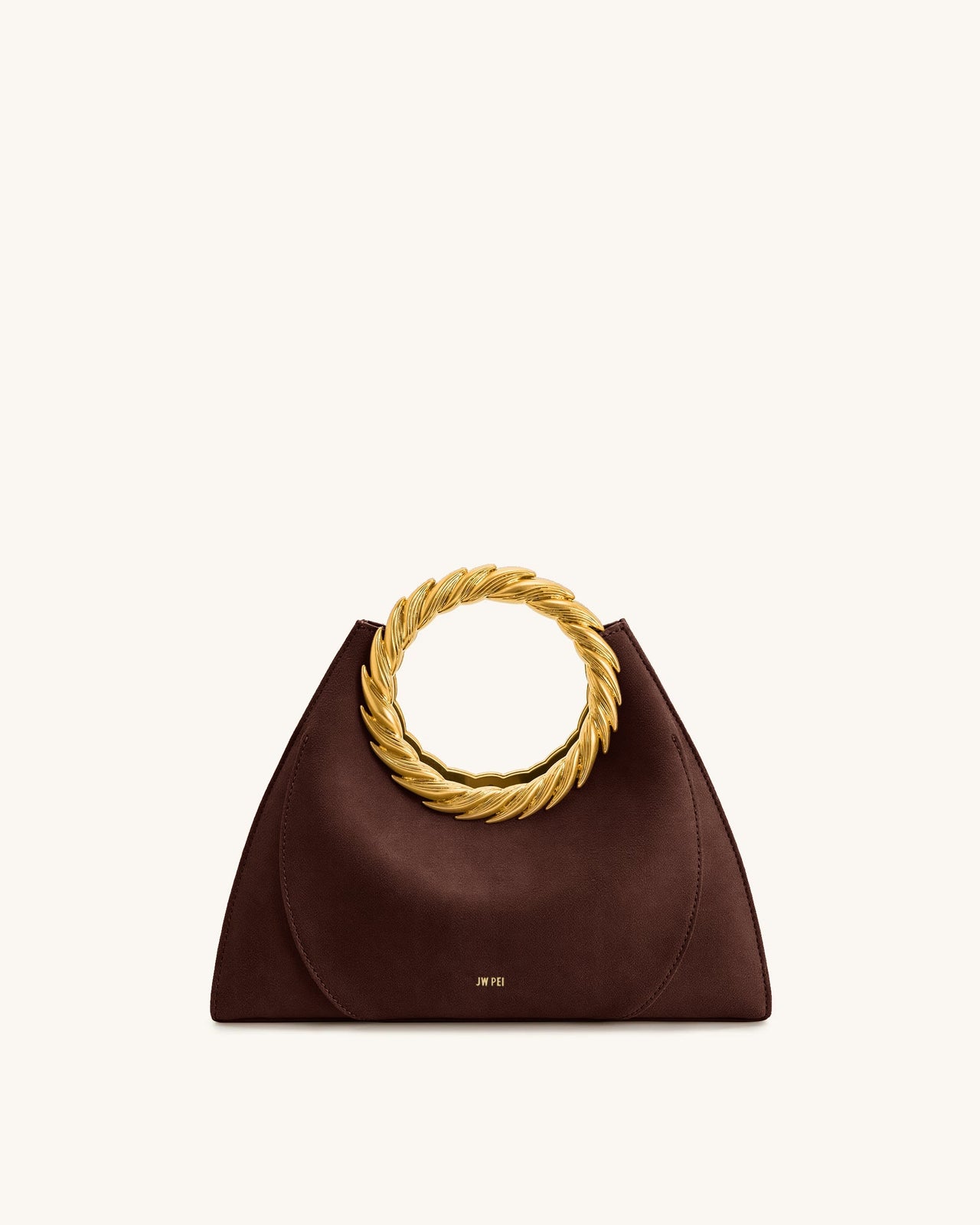 Amiya 葉形提手仿麂皮雕塑包 - 摩卡棕