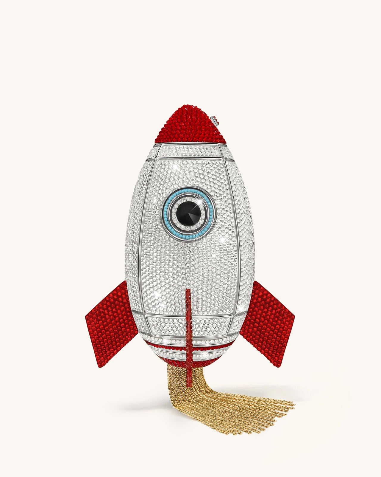 火箭造型仿水晶手拿包 - 銀色