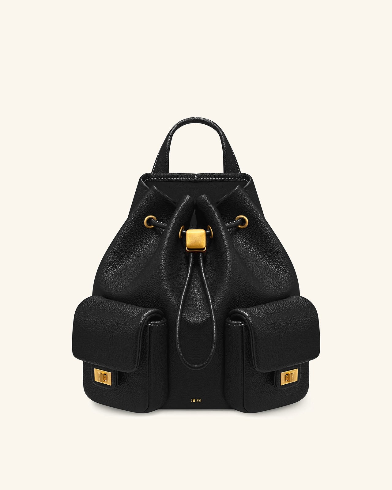 Avery 荔枝紋抽繩多用途背包 – 黑色