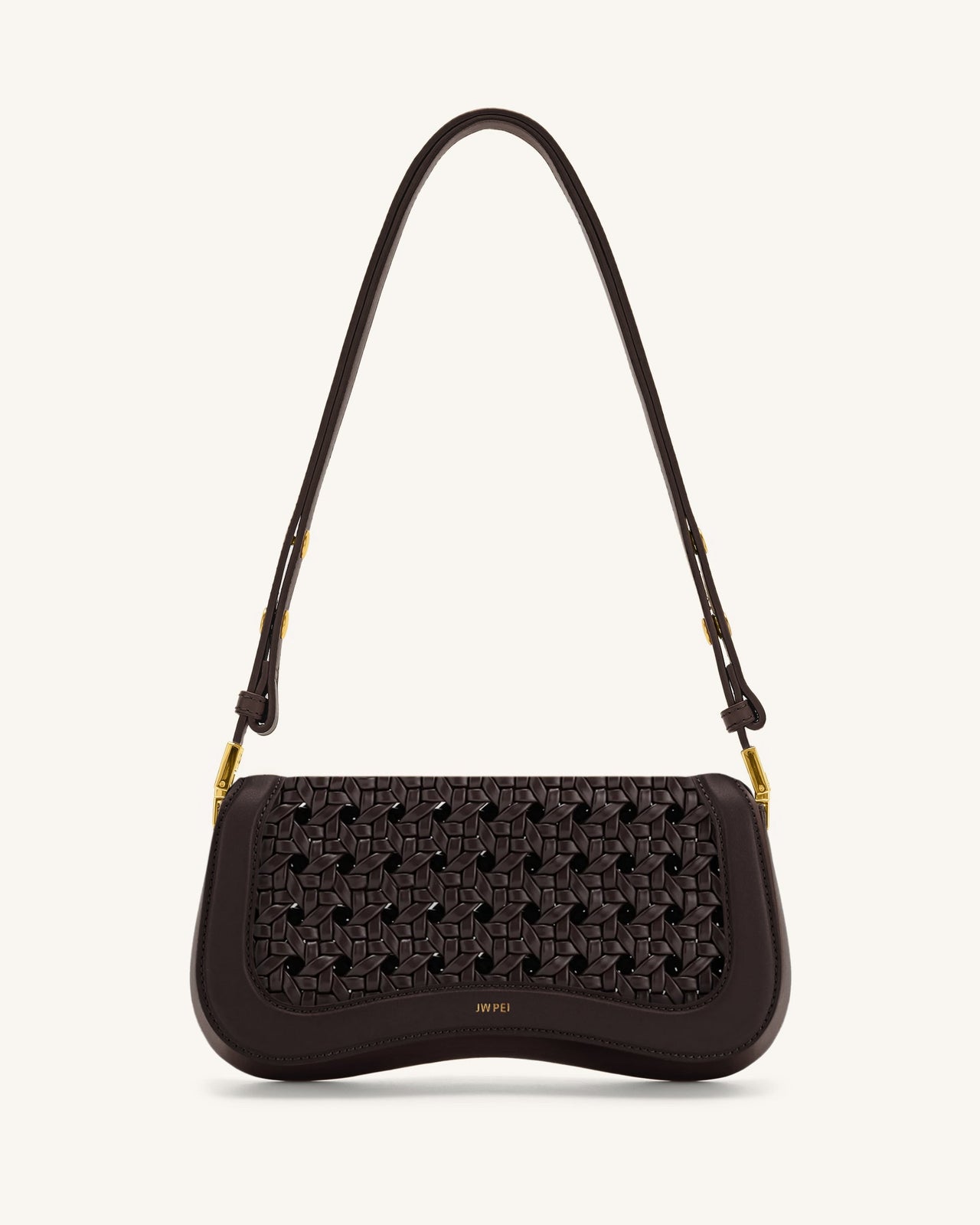 Joy 編織肩背包 - 深紅色