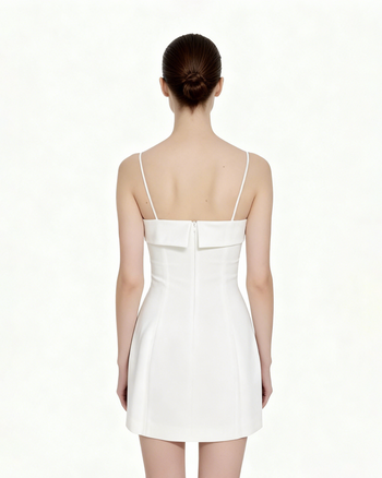 Iris 花卉印花細肩帶緊身洋裝 - 白色