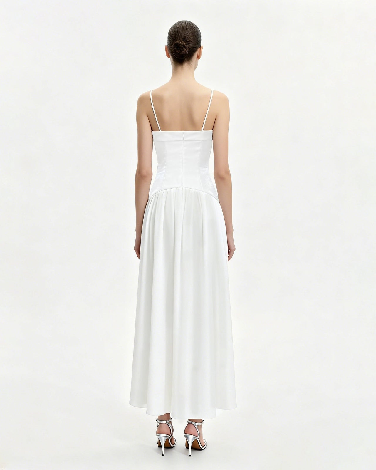 花卉印花長洋裝 - 白色