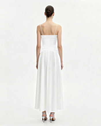 花卉印花長洋裝 - 白色