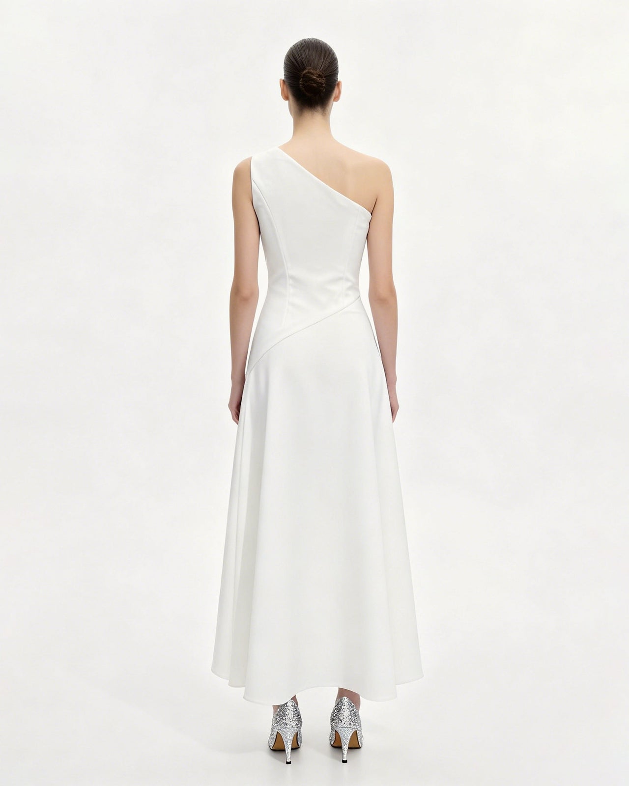 Iris 花卉繞頸緊身洋裝 - 白色