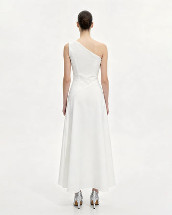 Iris 花卉繞頸緊身洋裝 - 白色