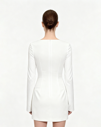 花卉印花緊身洋裝 - 白色