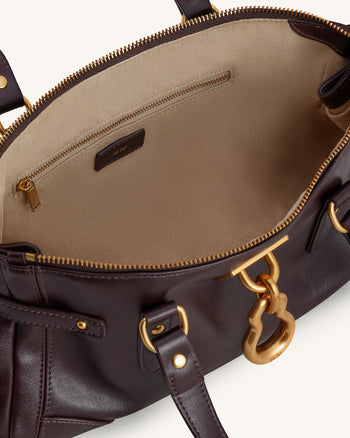 Yvette 加長型托特包 - 深棕色