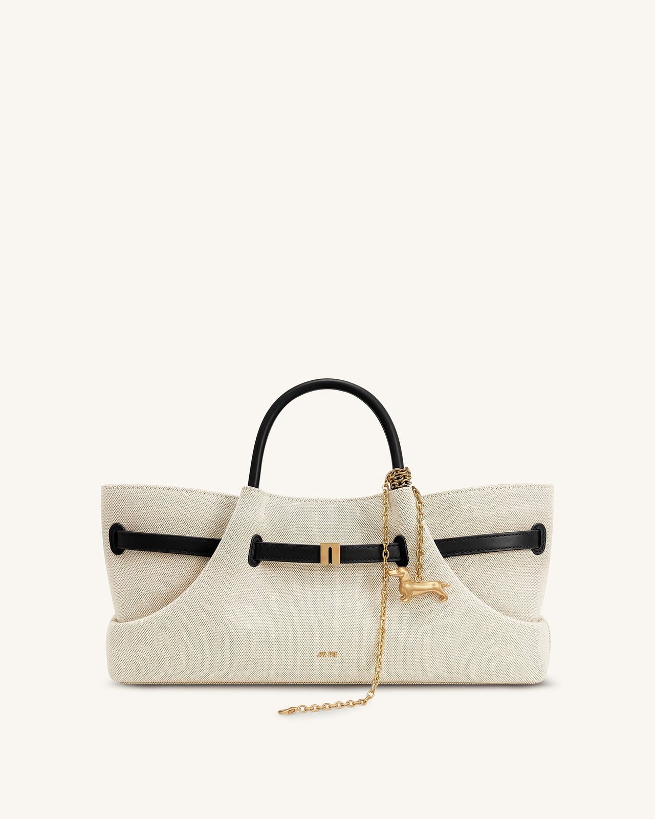 Maeve 臘腸狗金屬吊飾托特包 - 黑色帆布