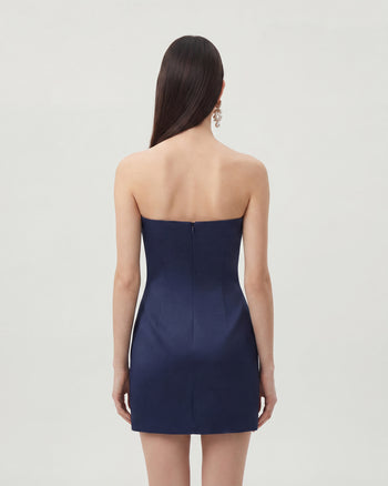 花卉印花迷你連身裙 - 海軍藍