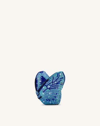 Paisley 水晶蝴蝶手拿包 - 藍色