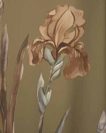 Iris 圖案緞面吊帶禮服 - 橄欖綠