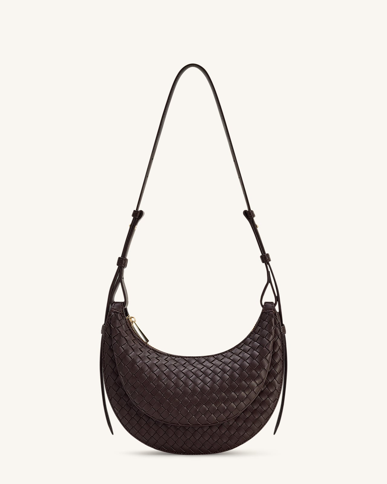 Sharon 編織斜背包 - 咖啡棕