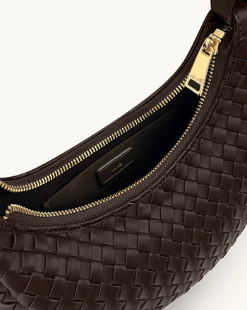 Sharon 編織斜背包 - 咖啡棕