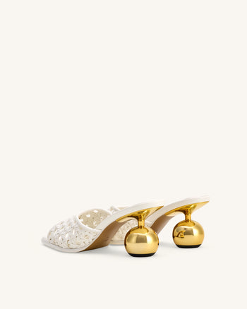 Ellie 編織球跟穆勒鞋 - 白色