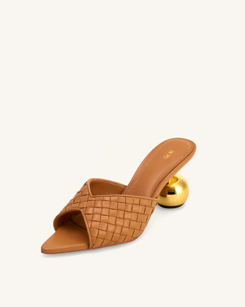 Ellie 編織球跟穆勒鞋 - 卡其色