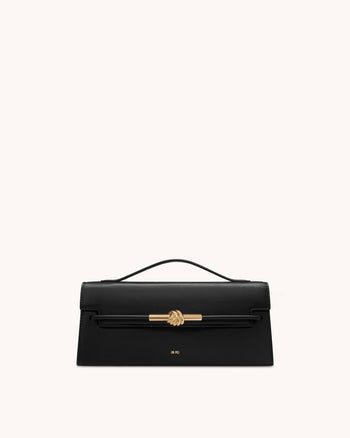 Lena 金屬繩結提把包 - 黑色