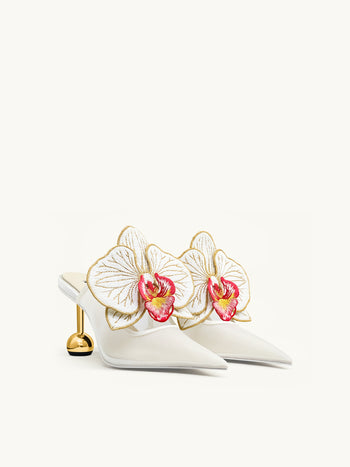 Sofia 蘭花球跟鞋 - 白色