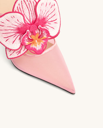 Sofia 蘭花球形跟穆勒鞋 - 粉紅色