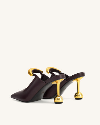 Sofia 金屬點綴球形跟穆勒鞋 - 深勃艮第紅