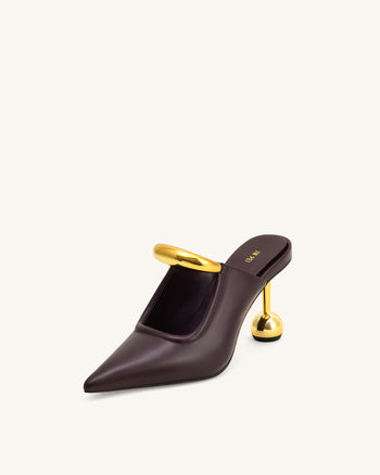 Sofia 金屬點綴球形跟穆勒鞋 - 深勃艮第紅