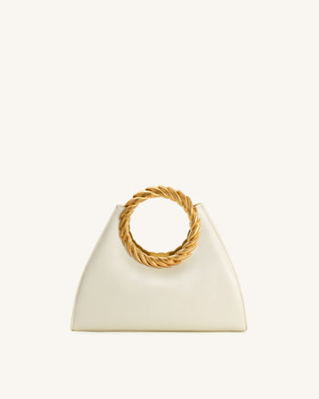 Amiya 葉形把手雕刻包 - 白色