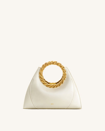 Amiya 葉形把手雕刻包 - 白色