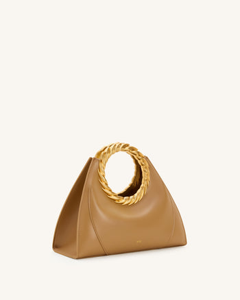 Amiya 葉形把手雕刻包 - 棕色