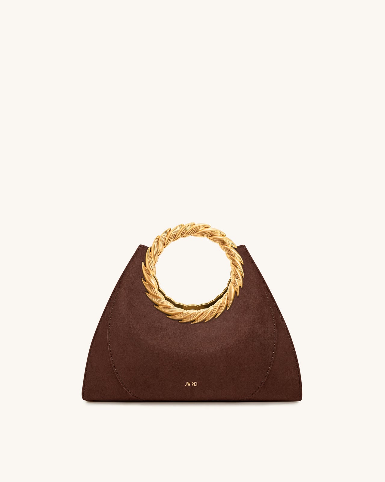 Amiya 葉形提手仿麂皮雕塑包 - 摩卡棕